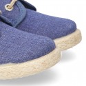 JEANS cotton canvas Laces up shoes espadrilles style.