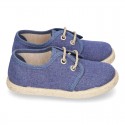 JEANS cotton canvas Laces up shoes espadrilles style.