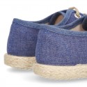 JEANS cotton canvas Laces up shoes espadrilles style.