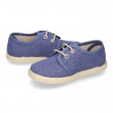 JEANS cotton canvas Laces up shoes espadrilles style.