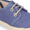 JEANS cotton canvas Laces up shoes espadrilles style.