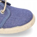 JEANS cotton canvas Laces up shoes espadrilles style.