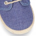 JEANS cotton canvas Laces up shoes espadrilles style.