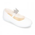 Cotton canvas to dress Ballet flat shoes with CROWN design.