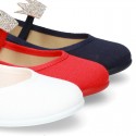 Cotton canvas to dress Ballet flat shoes with CROWN design.
