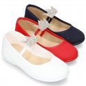 Cotton canvas to dress Ballet flat shoes with CROWN design.