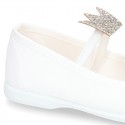 Cotton canvas to dress Ballet flat shoes with CROWN design.