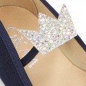 Cotton canvas to dress Ballet flat shoes with CROWN design.