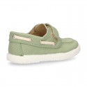 Cotton Canvas Boat shoes laceless for kids.