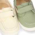 Cotton Canvas Boat shoes laceless for kids.