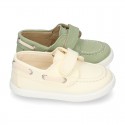 Cotton Canvas Boat shoes laceless for kids.