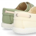 Cotton Canvas Boat shoes laceless for kids.