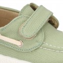 Cotton Canvas Boat shoes laceless for kids.