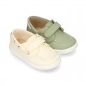 Cotton Canvas Boat shoes laceless for kids.