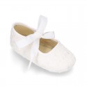 LACE Cotton canvas BABY Mary Janes angel style in pastel colors.