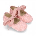 LACE Cotton canvas BABY Mary Janes angel style in pastel colors.