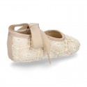 LACE Cotton canvas BABY Mary Janes angel style in pastel colors.