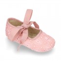 LACE Cotton canvas BABY Mary Janes angel style in pastel colors.