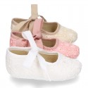 LACE Cotton canvas BABY Mary Janes angel style in pastel colors.