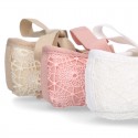 LACE Cotton canvas BABY Mary Janes angel style in pastel colors.