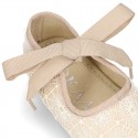 LACE Cotton canvas BABY Mary Janes angel style in pastel colors.