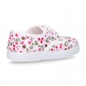 Cotton canvas Bamba type shoes with shoelaces and FLOWERS print design.