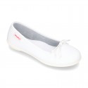 Washable Nappa leather Ballet shoes with adjustable ribbon for girls.