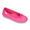 Washable Nappa leather Ballet shoes with adjustable ribbon for girls.