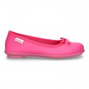 Washable Nappa leather Ballet shoes with adjustable ribbon for girls.