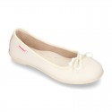 Washable Nappa leather Ballet shoes with adjustable ribbon for girls.