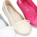 Washable Nappa leather Ballet shoes with adjustable ribbon for girls.