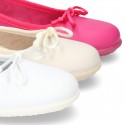 Washable Nappa leather Ballet shoes with adjustable ribbon for girls.