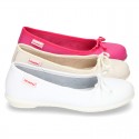 Washable Nappa leather Ballet shoes with adjustable ribbon for girls.