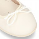 Washable Nappa leather Ballet shoes with adjustable ribbon for girls.