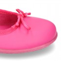 Washable Nappa leather Ballet shoes with adjustable ribbon for girls.