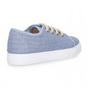 LINEN canvas tennis shoes to dress for kids with shoelaces closure.