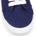 RECYCLED COTTON canvas tennis shoes to dress for kids with shoelaces closure.