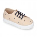 FANTASY COTTON canvas tennis shoes to dress for kids with shoelaces closure.