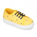 FANTASY COTTON canvas tennis shoes to dress for kids with shoelaces closure.