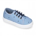 FANTASY COTTON canvas tennis shoes to dress for kids with shoelaces closure.