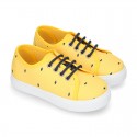 FANTASY COTTON canvas tennis shoes to dress for kids with shoelaces closure.