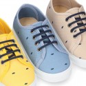 FANTASY COTTON canvas tennis shoes to dress for kids with shoelaces closure.