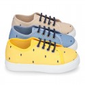FANTASY COTTON canvas tennis shoes to dress for kids with shoelaces closure.