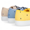 FANTASY COTTON canvas tennis shoes to dress for kids with shoelaces closure.