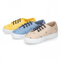 FANTASY COTTON canvas tennis shoes to dress for kids with shoelaces closure.