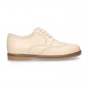 New NATURAL LINEN Laces up shoes for CEREMONY.