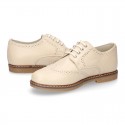 New NATURAL LINEN Laces up shoes for CEREMONY.