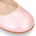 New little OKAA Mary Jane shoes with shoemaker ribbon in PEARL NAPPA leather.