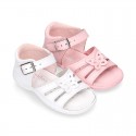 Washable leather sandal shoes with butterfly detail and FLEXIBLE soles.