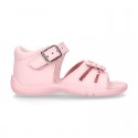 Washable leather sandal shoes with butterfly detail and FLEXIBLE soles.
